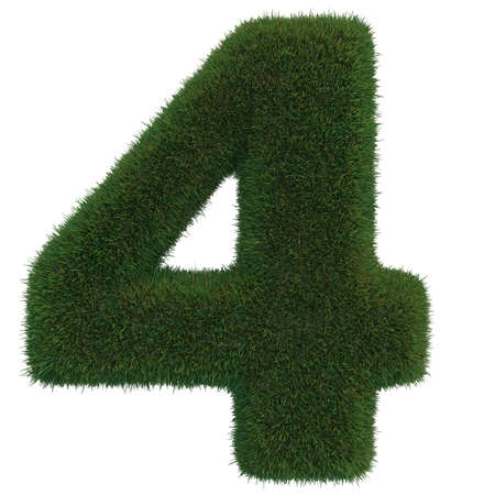 Collection of numbers. Green grass filled the character. Zero to nine, figures. isolated from a...
