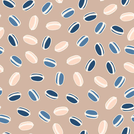 Beige and blue Macaron seamless pattern, art background design for fabric and decor. Surface pattern design.のイラスト素材