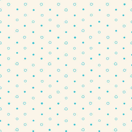 Turquoise irregular polka dots circles vector seamless pattern. Cute seamless pattern. Turquoise circles on bright background. Vector illustration. Surface pattern design.のイラスト素材