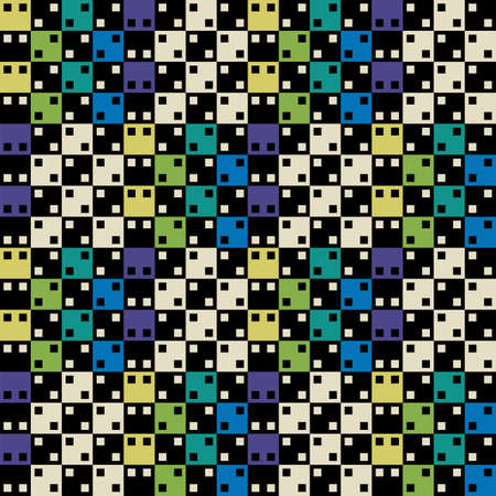 Colorful optical illusion seamless green and blue geometric vector pattern. Surface pattern design...