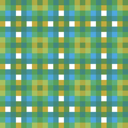 Blue green tartan plaid check fabric texture square pixel seamless vector pattern for fabric,...
