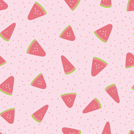 Seamless summer watermelon pattern. Vector dotted background for fabric, wallpaper, scrapooking...