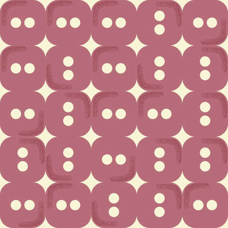 Bold vector seamless repeat pattern with simple blush red rectangle buttons background for fabric, scrapbooking and craft projects, gift wraps or wallpaper.のイラスト素材