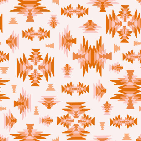 Ethnic geometric kilim woven seamless vector background in pink orange colors for fabric, wallpaper,...