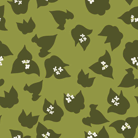 Green abstract floral seamless pattern. Vector seamless texture with flowers. Endless floral pattern for fabric, wallpaper, scrapbooking projects or backgrounds.のイラスト素材