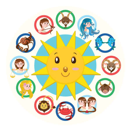 Twelve signs of the Zodiac illustrationのイラスト素材