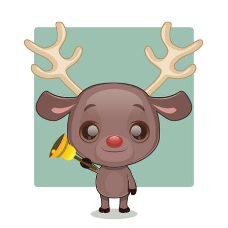 Reindeer holding a bellのイラスト素材