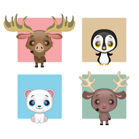 Cute winter animals collectionのイラスト素材