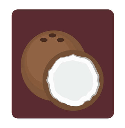 Coconut and its half illustration on dark backgroundのイラスト素材