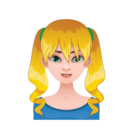 Blonde woman with pigtailsのイラスト素材