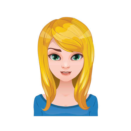 Blonde woman with pigtails with long hairのイラスト素材