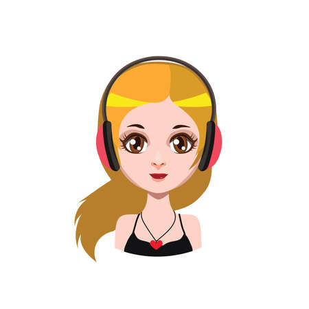 Girl with headphones and long hair -
