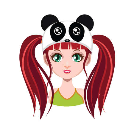 Girl with panda hat -のイラスト素材