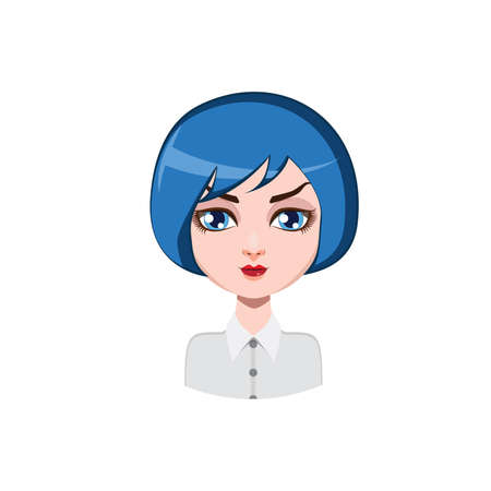 Casual woman with bob cut - blue hair color