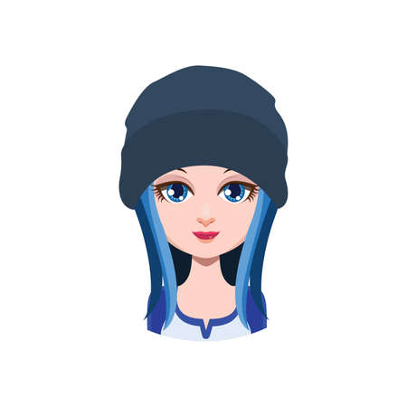 Long haired girl with beanie -のイラスト素材