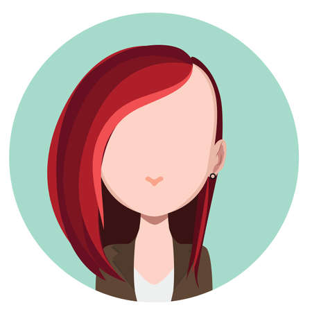 Hipster girl with long hair - flat avatarのイラスト素材