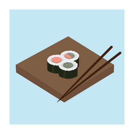 Sushi and chopsticks illustrationのイラスト素材