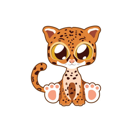Cute jaguar vector illustration art in flat colorのイラスト素材