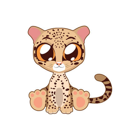 Cute leopard vector illustration art in flat colorのイラスト素材