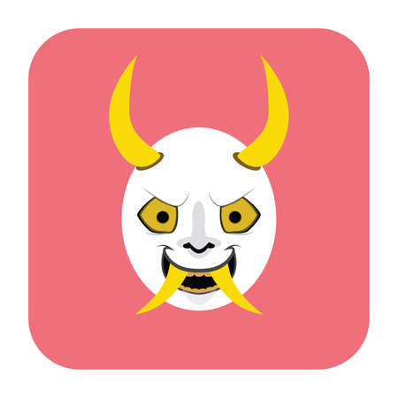 Japanese demon mask 2 in flat colorのイラスト素材
