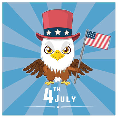 Patriotic eagle holding the flag of USAのイラスト素材