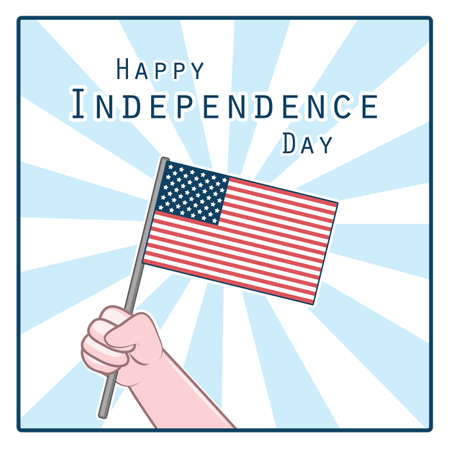 Greeting with hand holding the national flag of USAのイラスト素材