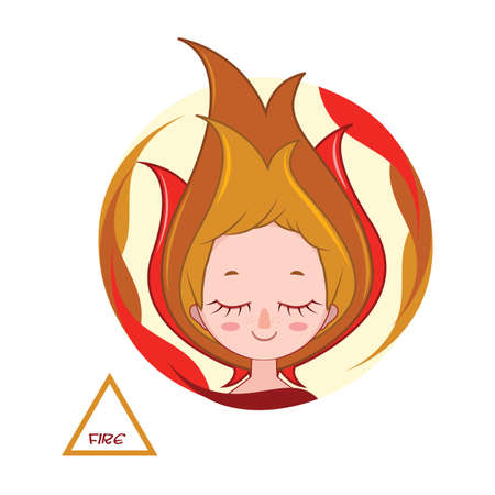 Illustration of a girl symbolizing fire elementのイラスト素材
