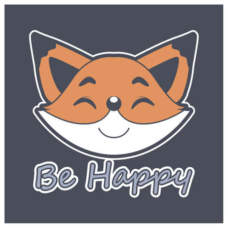 Happy fox face with motivational textのイラスト素材