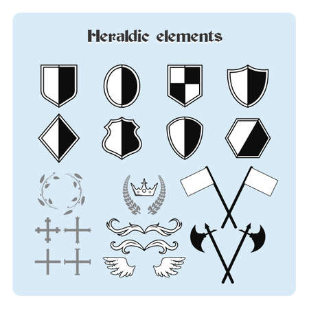 Heraldic elements collectionのイラスト素材