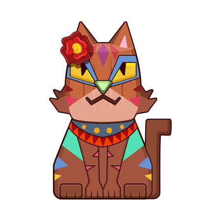Tiki cat illustrationのイラスト素材