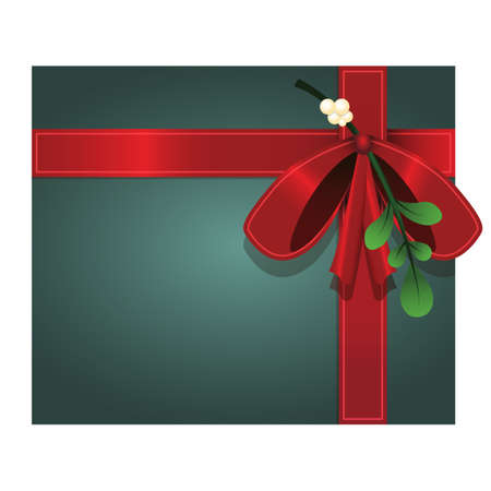 Lovely Christmas background with mistletoe and bowのイラスト素材