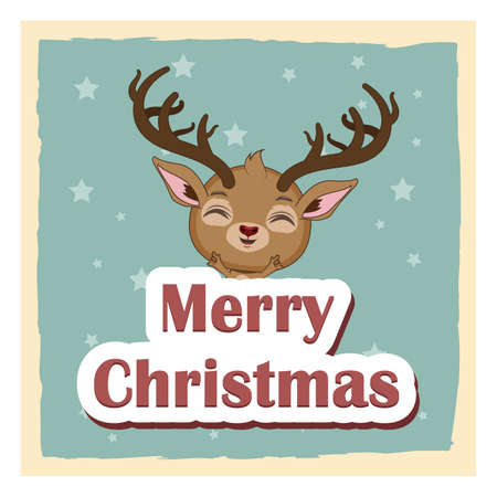 Christmas greeting background with cute joyful reindeerのイラスト素材