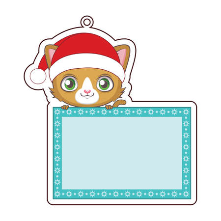 Present tag with a cute little orange tabbyのイラスト素材