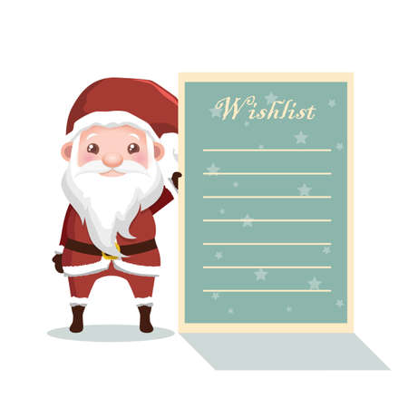 Santa Claus holding a wishlist for Christmas presentsのイラスト素材