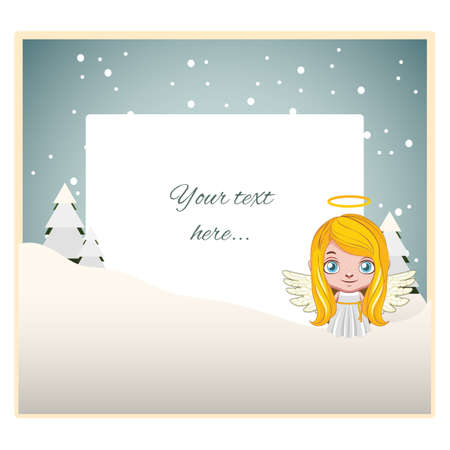 Christmas background with an angel and customizable textのイラスト素材