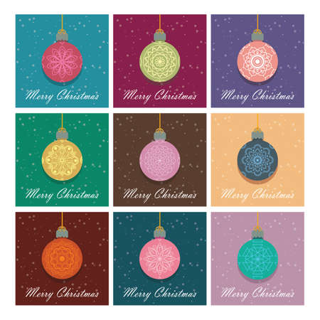 Collection of simple colorful greetings with baublesのイラスト素材