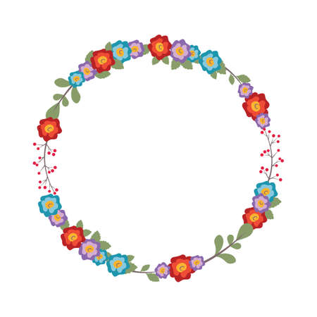 Floral wreath with colorful flowers.のイラスト素材