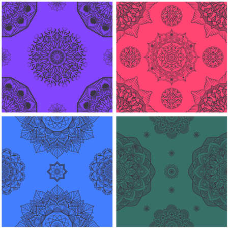 Colorful intricate mandala seamless patternのイラスト素材