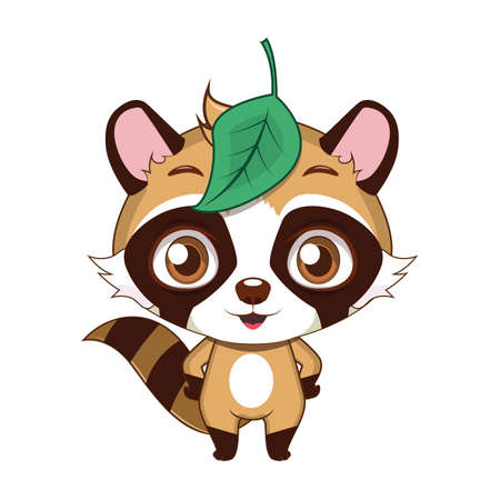 Cute stylized cartoon raccoon dog illustrationのイラスト素材