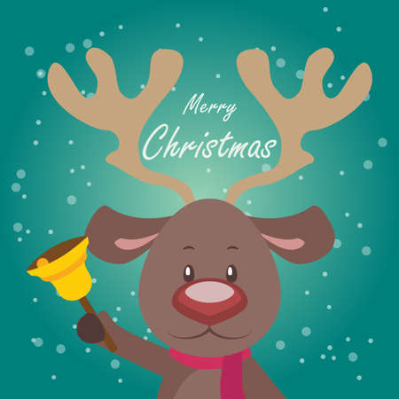 Simple Christmas greeting with a cute reindeerのイラスト素材