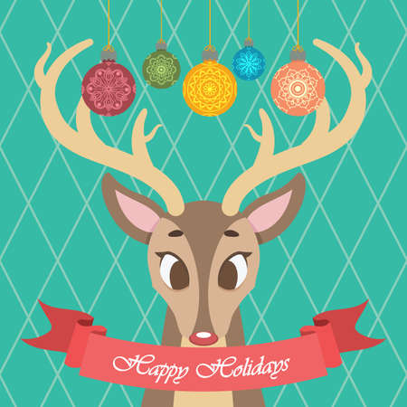 Lovely reindeer Christmas greetingのイラスト素材