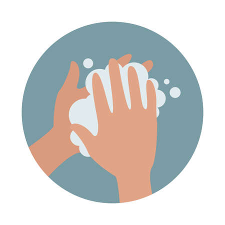 Washing hands with soap iconのイラスト素材