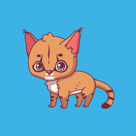 Illustration of a cartoon african golden cat on colorful backgroundのイラスト素材