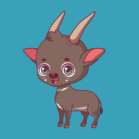 Illustration of a cartoon anoa (dwarf buffalo) on colorful backgroundのイラスト素材