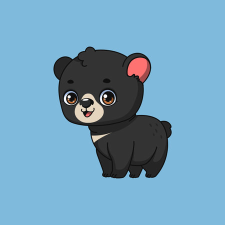 Illustration of a cartoon black bear on colorful backgroundのイラスト素材