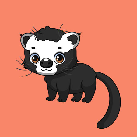 Illustration of a cartoon binturong on colorful backgroundのイラスト素材