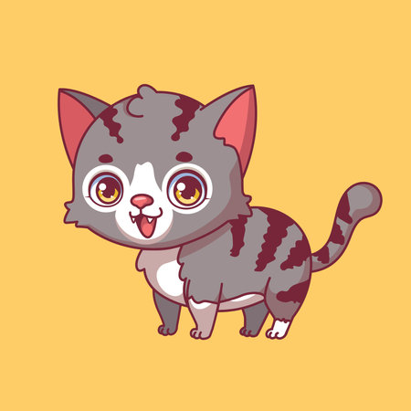 Illustration of a cartoon domestic cat on colorful backgroundのイラスト素材