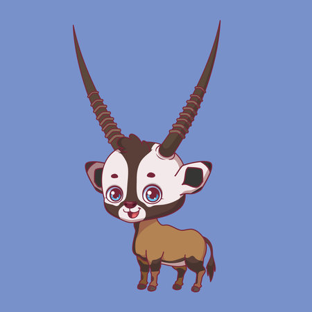 Illustration of a cartoon oryx on colorful backgroundのイラスト素材