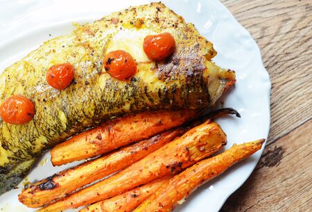 pike baked with vegetables