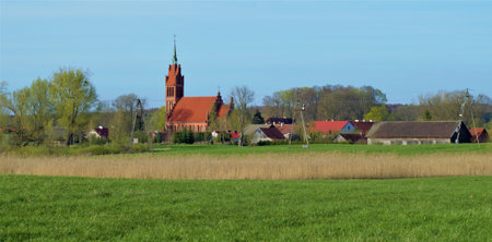 Church in the village of Zwolle, Lower Saxony, Germanyの写真素材